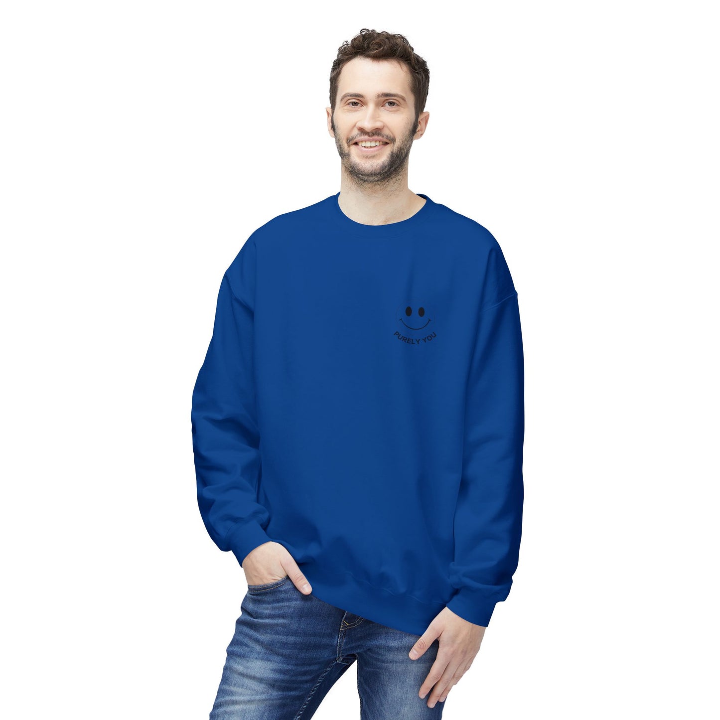 Purely You Smiley Face Crewneck Sweatshirt - Unisex Midweight Fleece