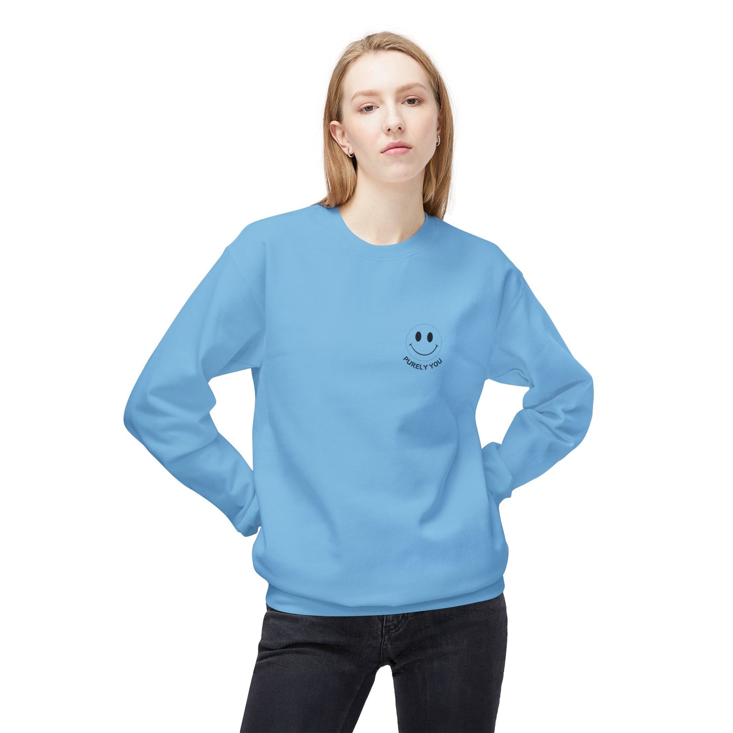 Purely You Smiley Face Crewneck Sweatshirt - Unisex Midweight Fleece