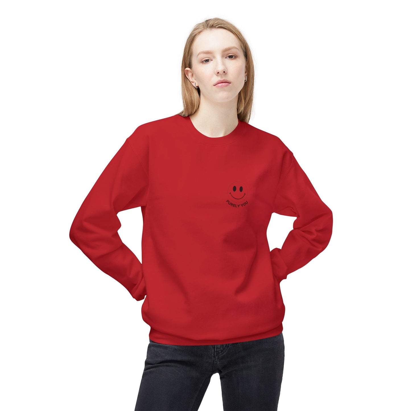 Purely You Smiley Face Crewneck Sweatshirt - Unisex Midweight Fleece