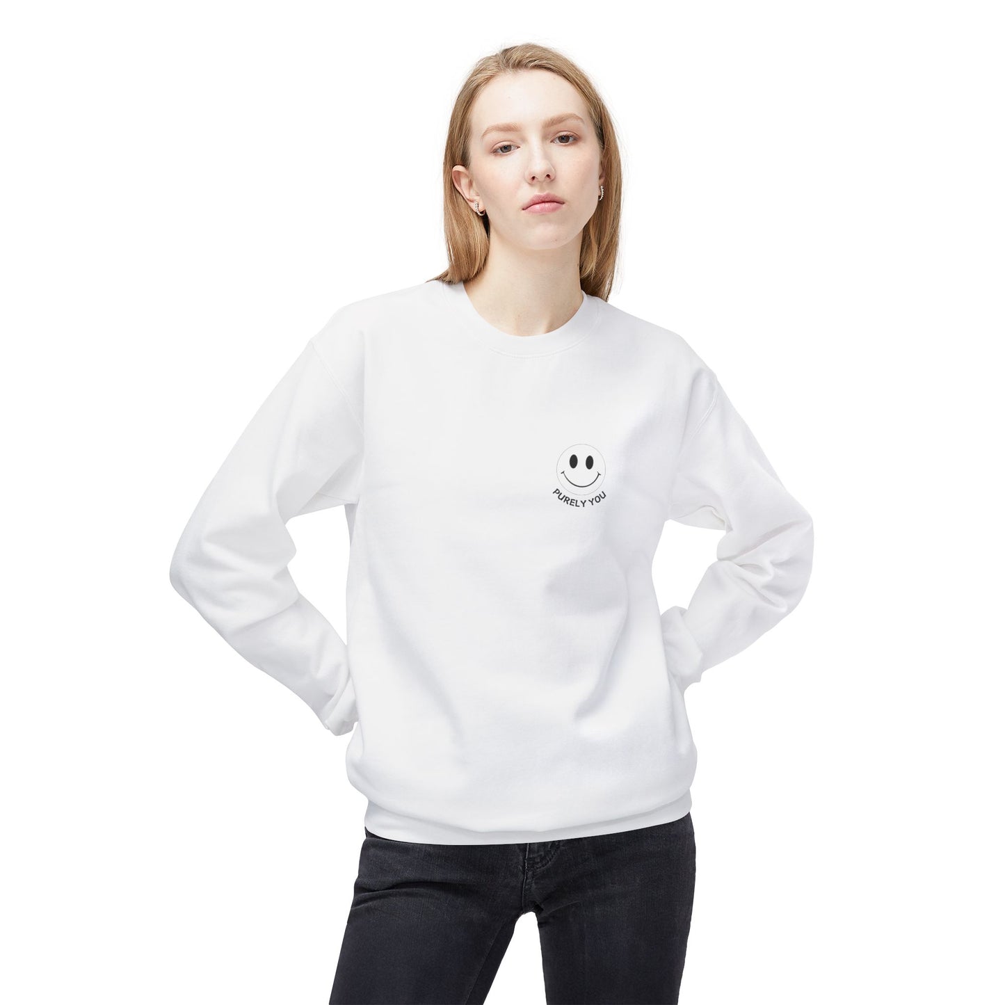 Purely You Smiley Face Crewneck Sweatshirt - Unisex Midweight Fleece