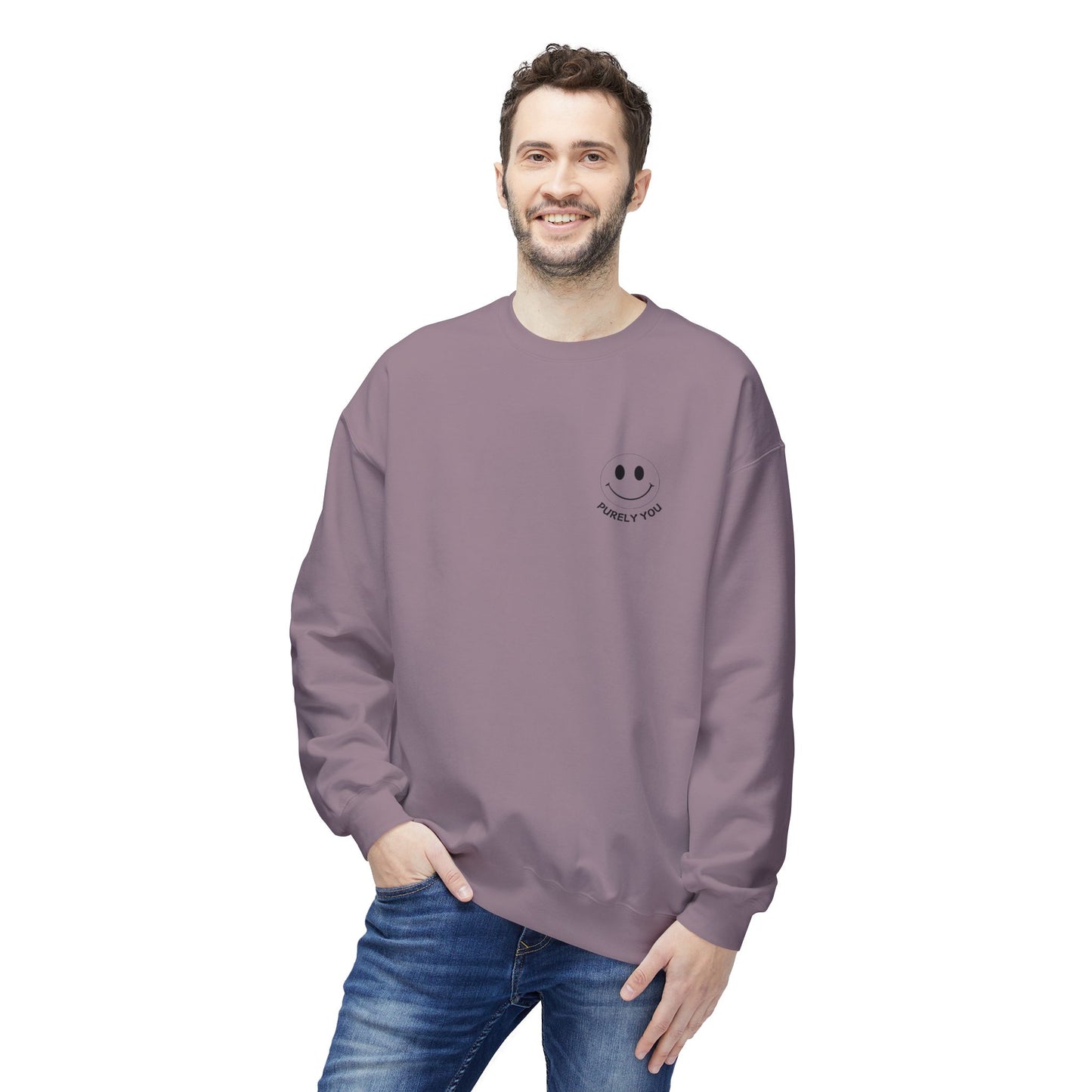 Purely You Smiley Face Crewneck Sweatshirt - Unisex Midweight Fleece