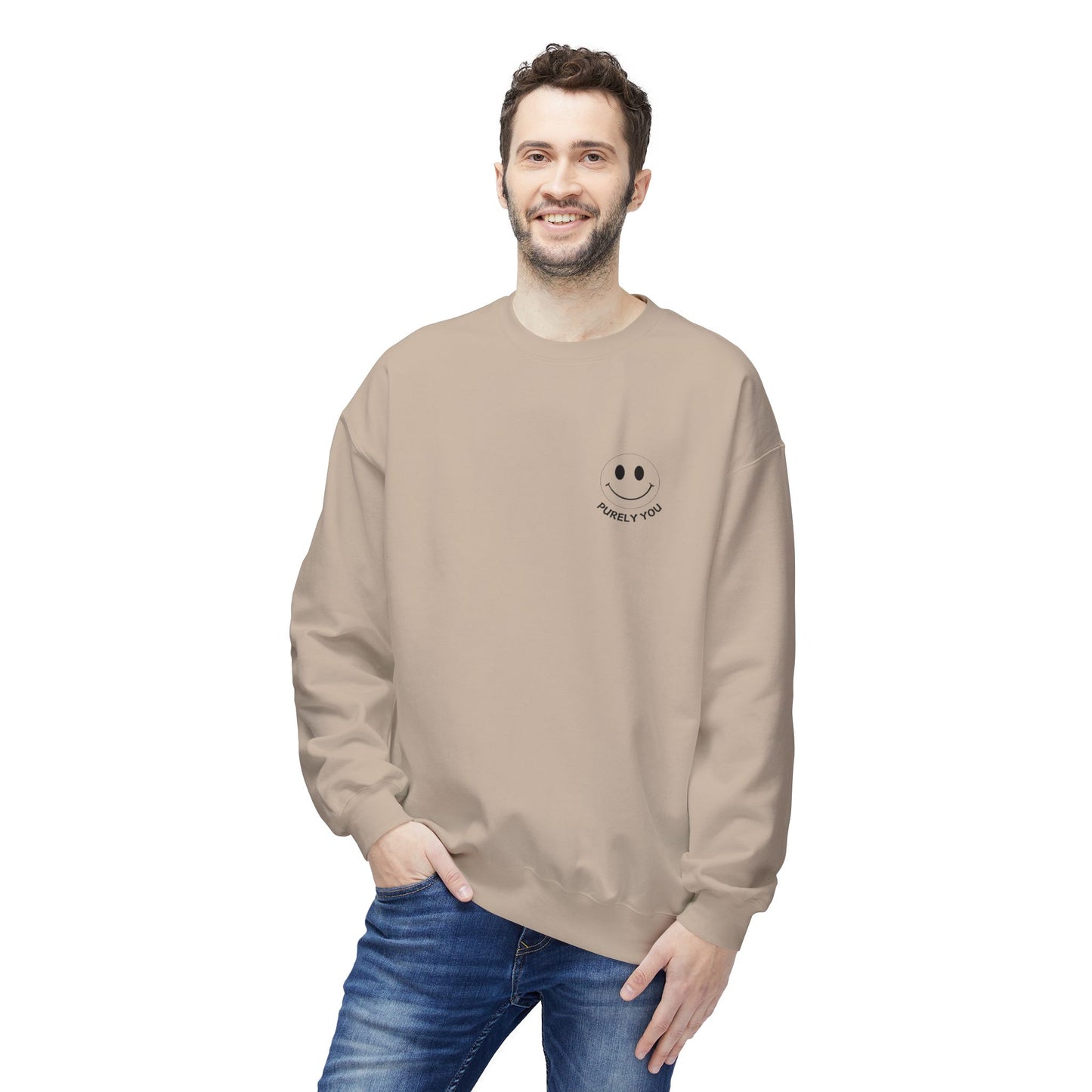 Purely You Smiley Face Crewneck Sweatshirt - Unisex Midweight Fleece