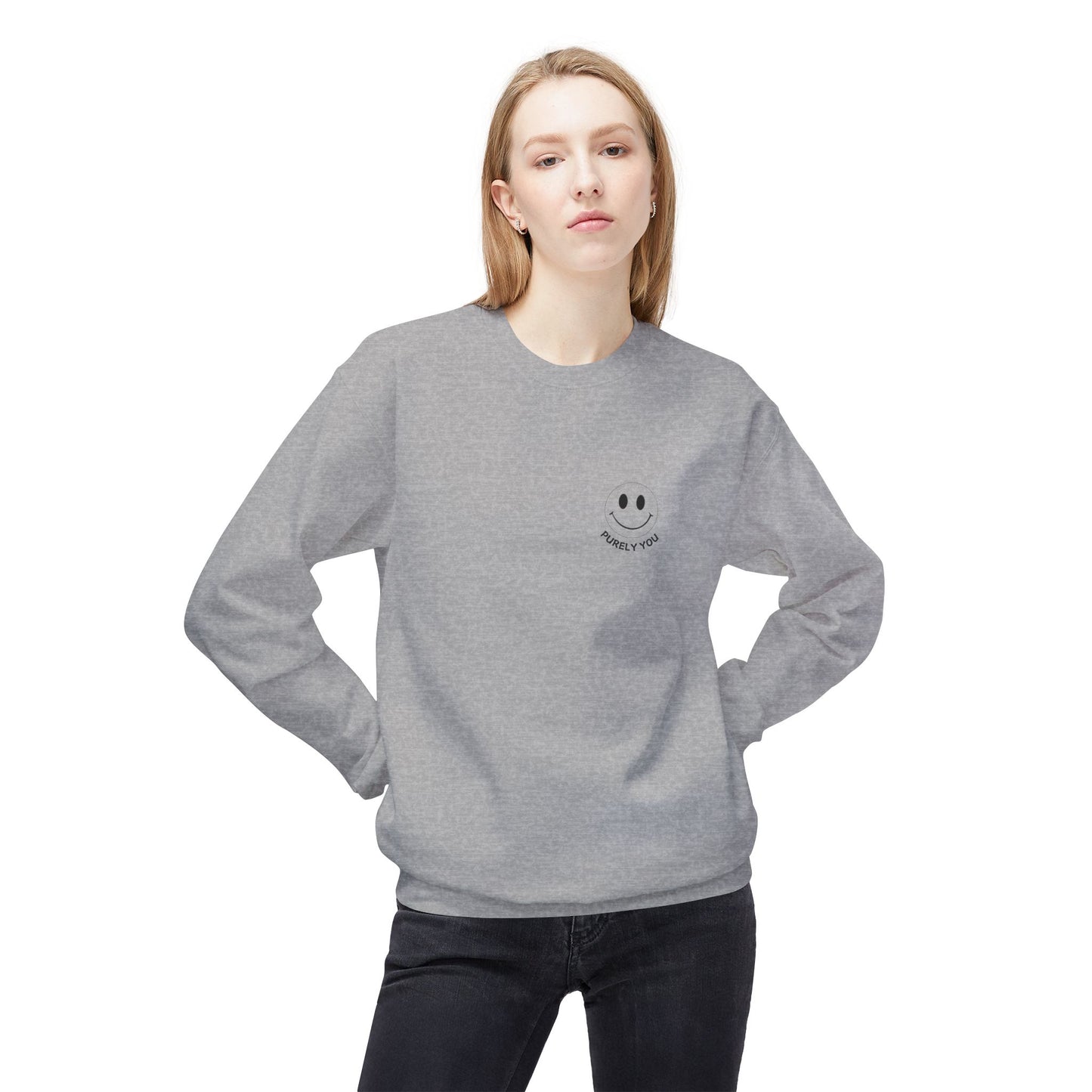 Purely You Smiley Face Crewneck Sweatshirt - Unisex Midweight Fleece